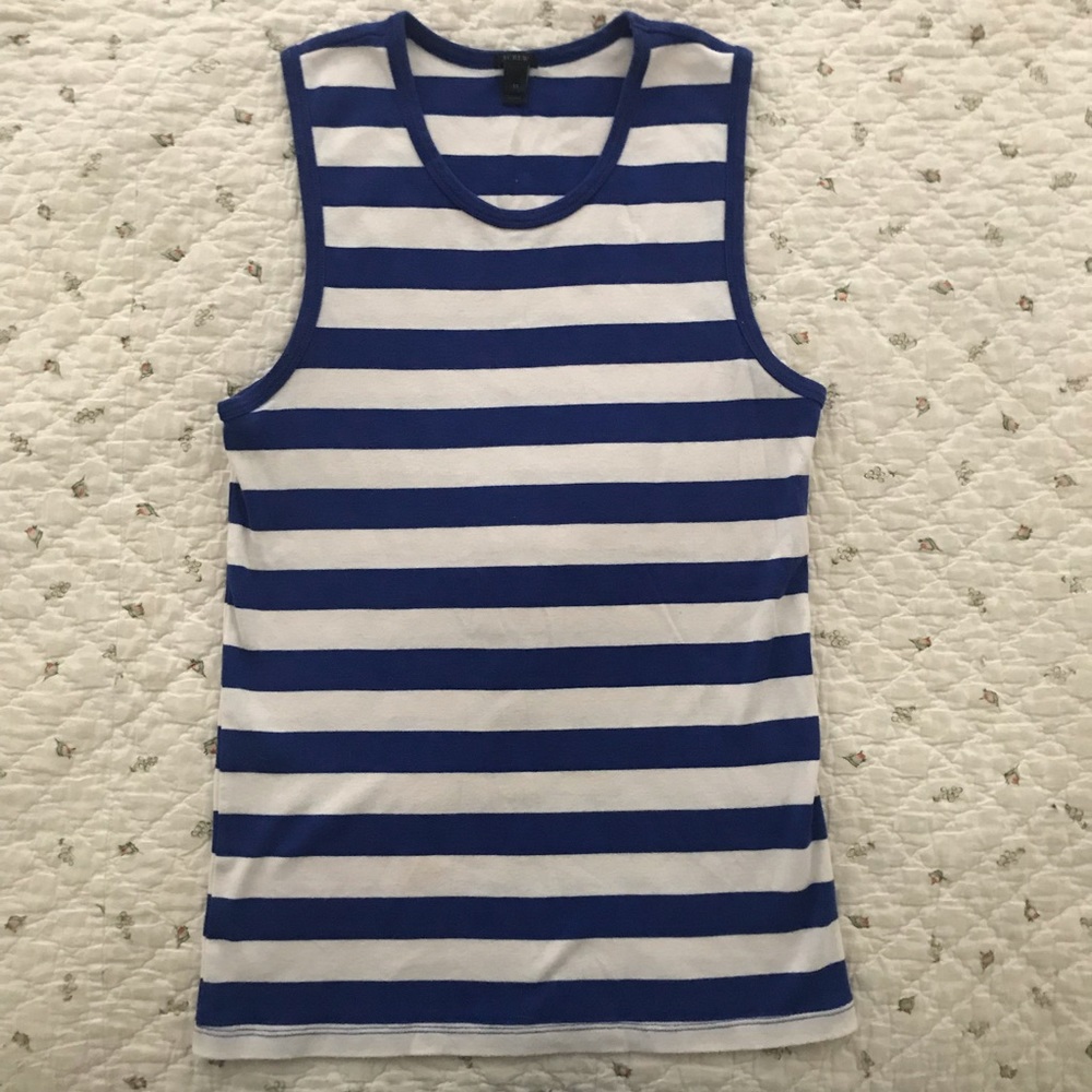J. Crew Royal blue and cream striped top